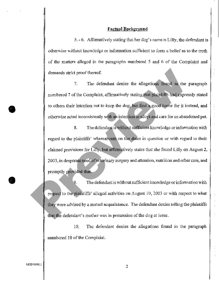 Preview A05 Answer and Counterclaim and Declaratory Relief