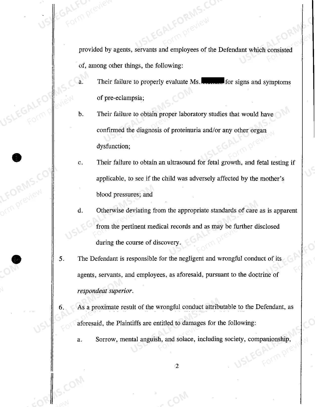 Preview A01 Compliant for Medical Malpractice Wrongful Death Stillbirth Stillborn