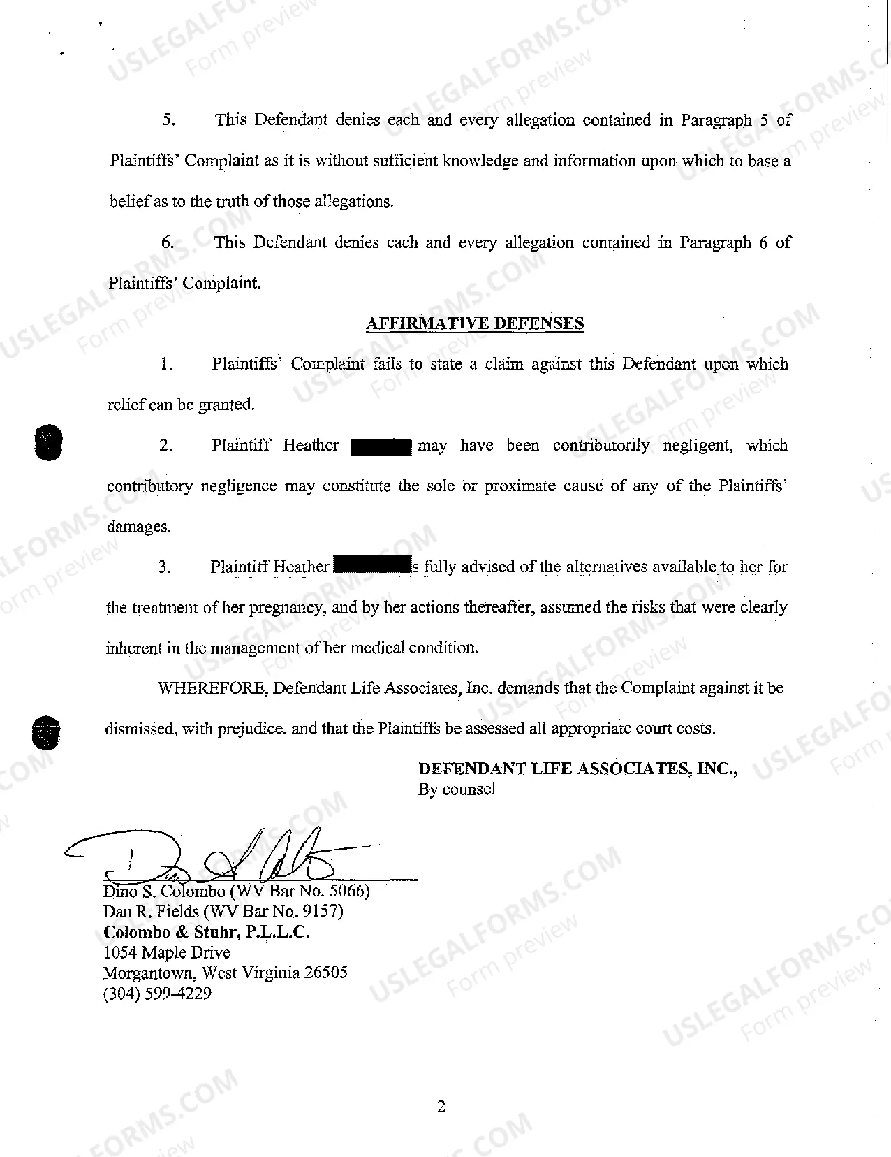 Preview A03 Answer of Defendant