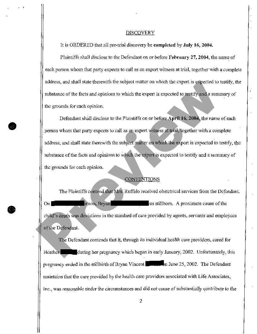 Preview A07 Pretrial Scheduling Order