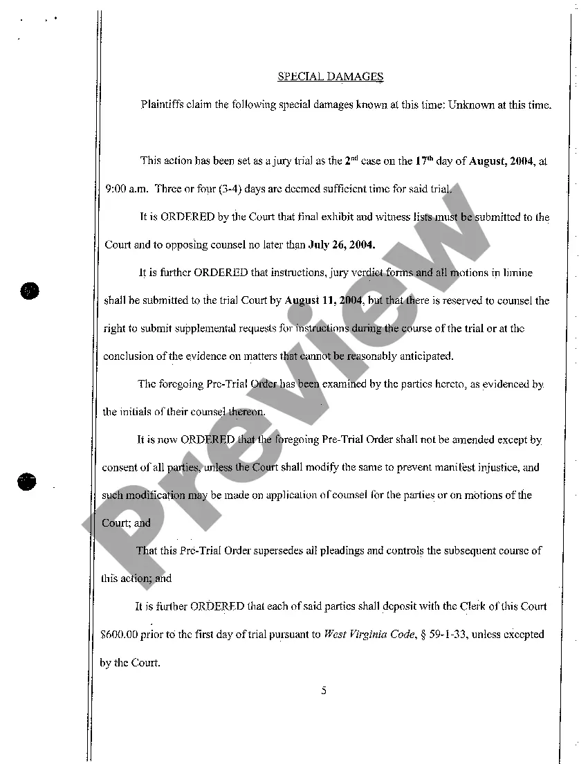 Preview A07 Pretrial Scheduling Order