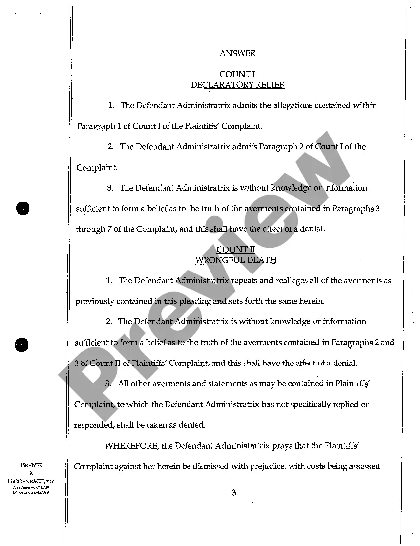 Preview A06 Notice, Motion to Dismiss, Defenses, and Answer of Defendant