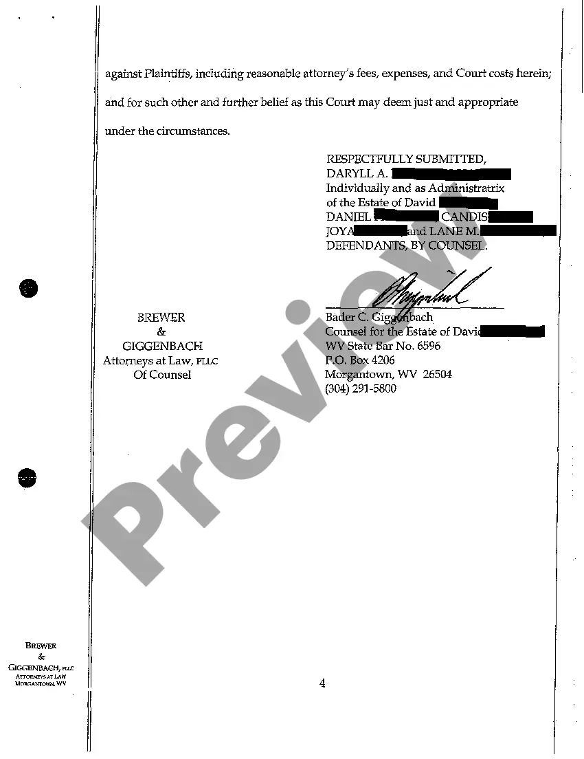 Preview A06 Notice, Motion to Dismiss, Defenses, and Answer of Defendant