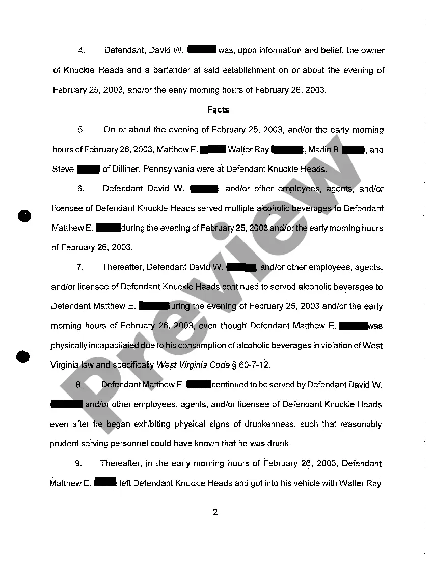 Preview A01 Complaint for Wrongful Death regarding Automobile Accident