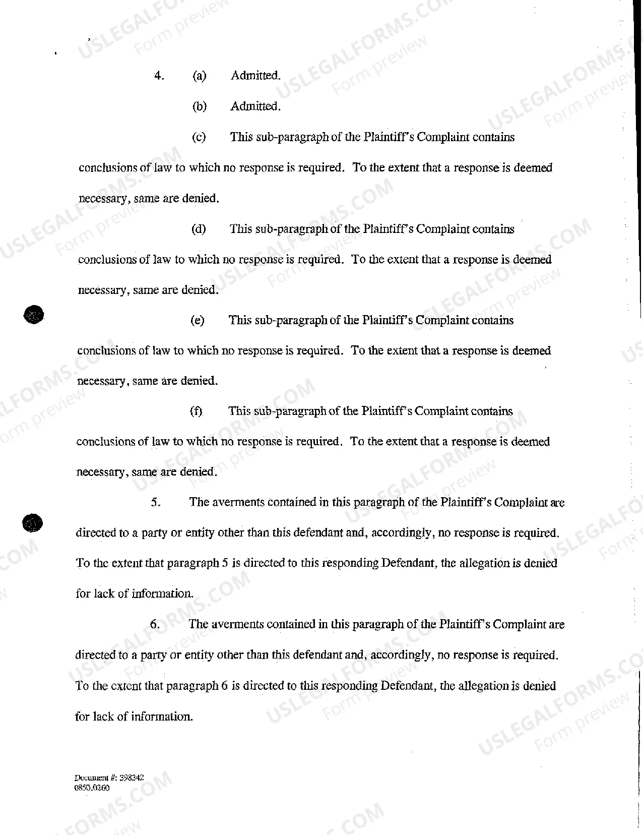 Preview A05 Answer and Affirmative Defenses