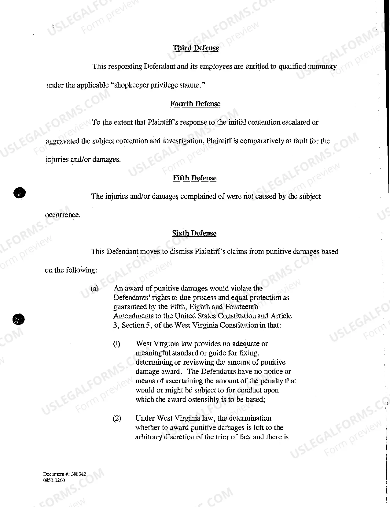 Preview A05 Answer and Affirmative Defenses