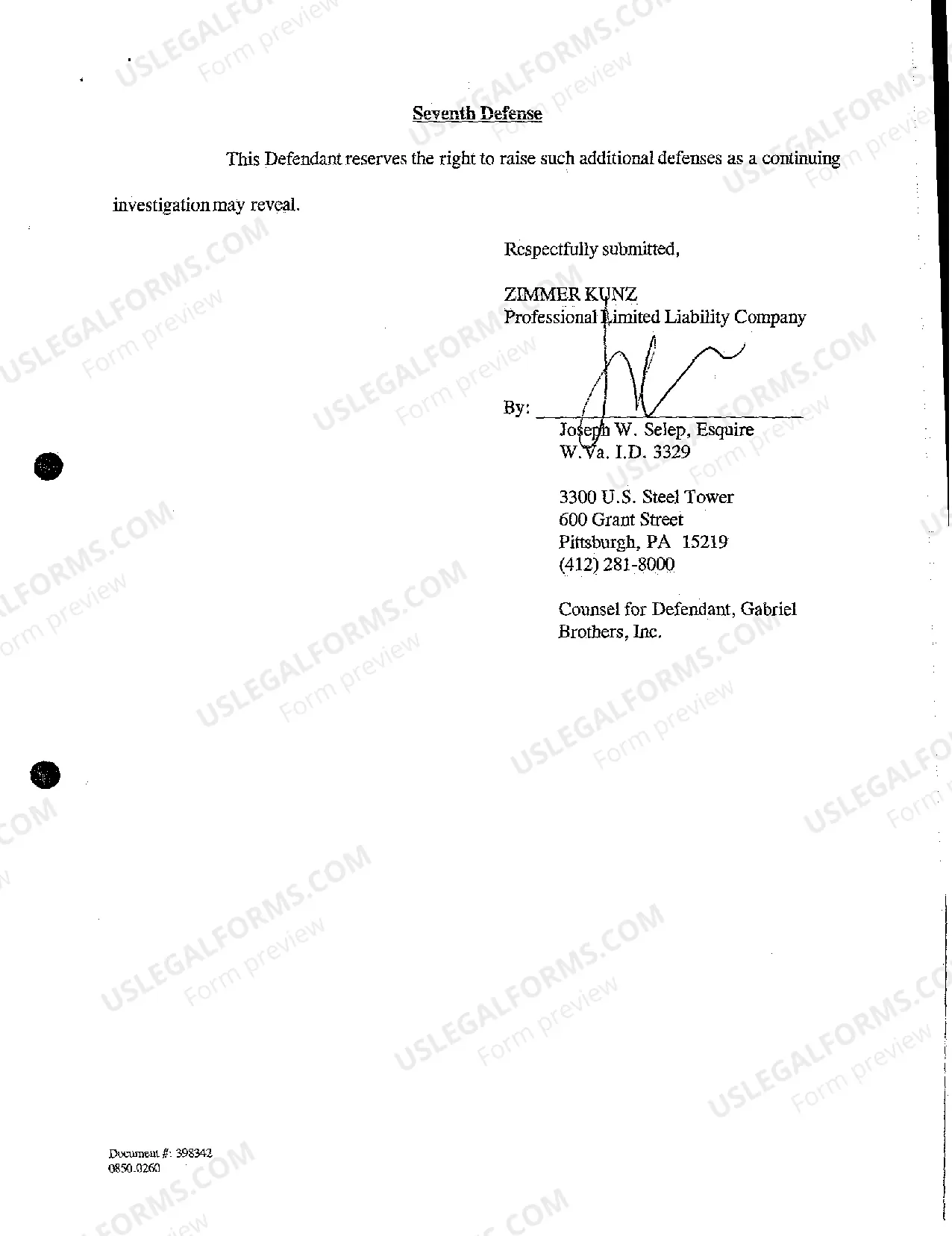 Preview A05 Answer and Affirmative Defenses