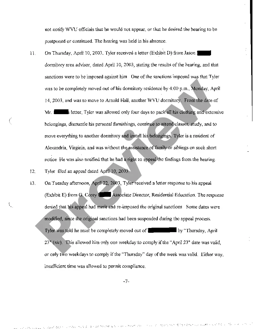 Preview A02 Petition For Writ of Certiorari and Review and For Temporary Injunction from Evicting Petitioner from Occupancy of College Dormitory
