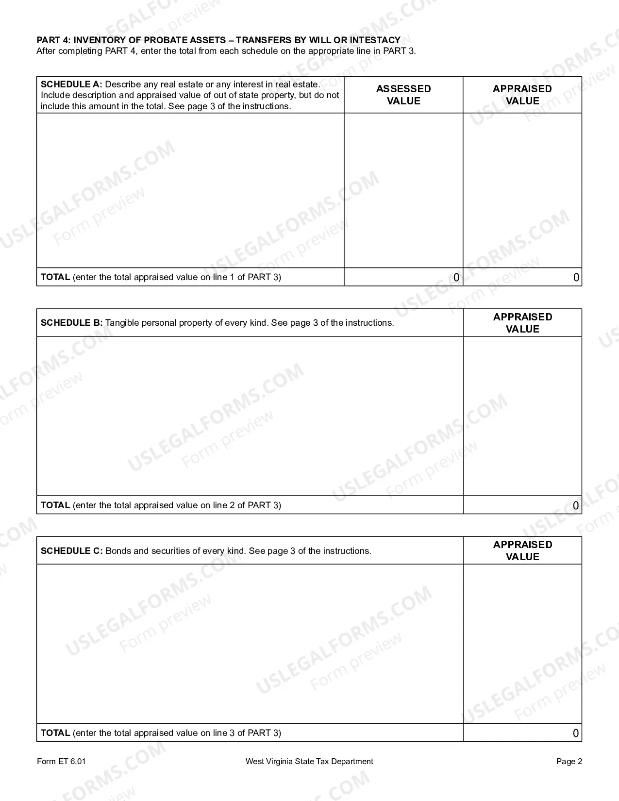 Preview Appraisement of the Estate for Decedents Dying on or after July 13, 2001