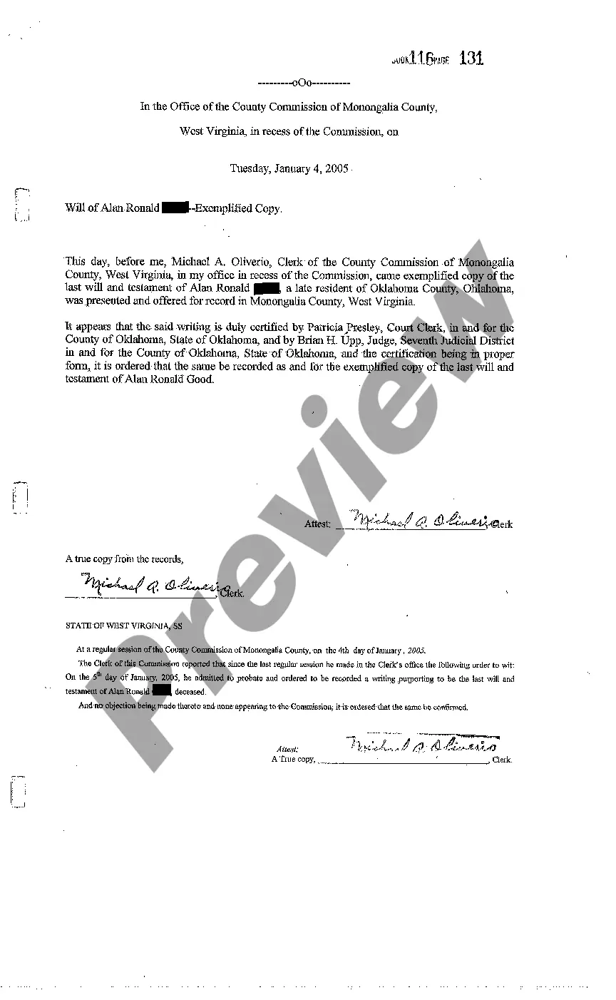 Preview Authenticated Certificate of Foreign Will