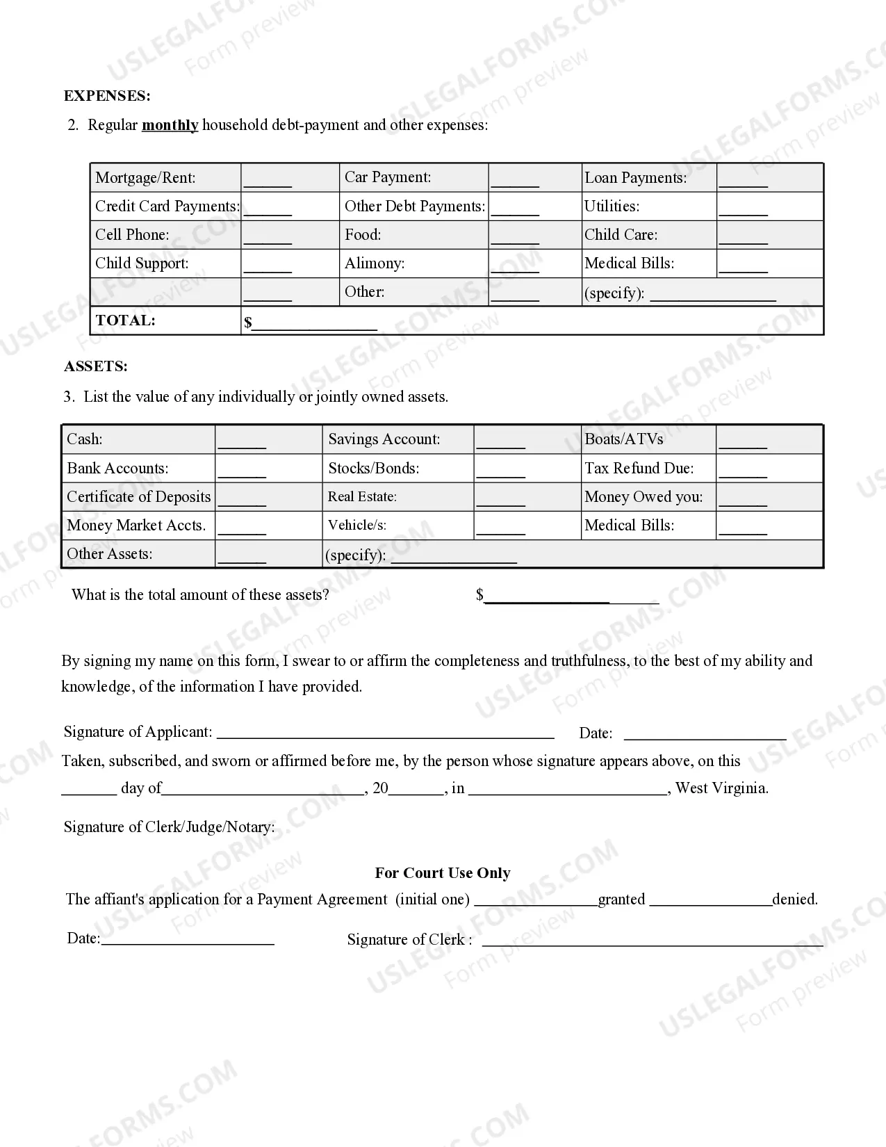 Preview Financial Affidavit