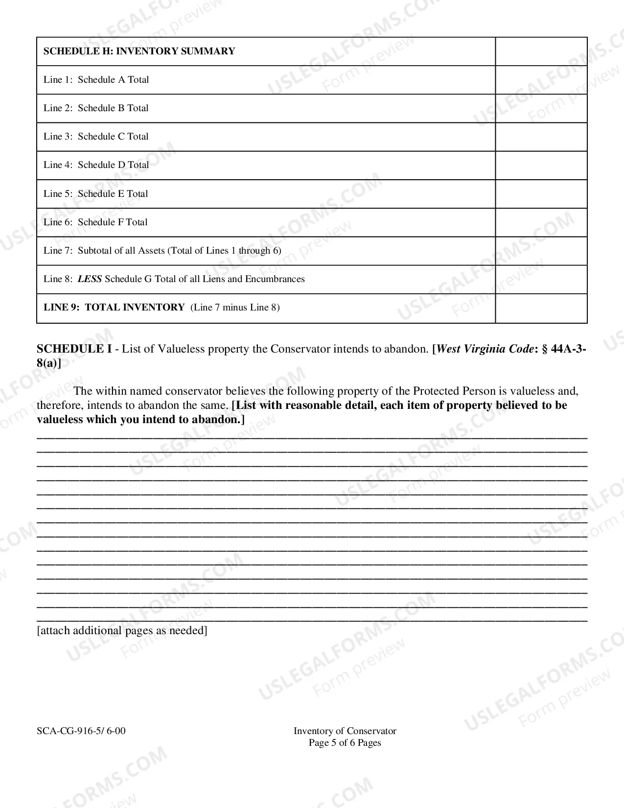 Preview Inventory of A Conservator West Virginia Code Section 44A-3-8