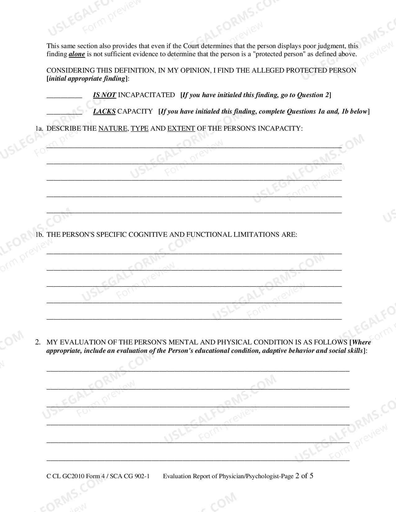 Preview Evaluation Report of Licensed Physician or Psychologist