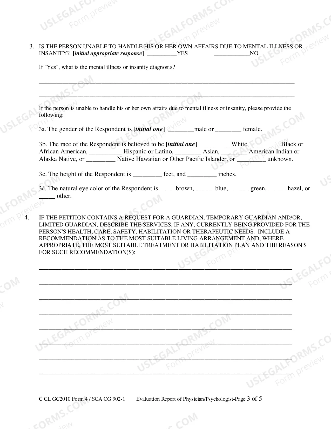 Preview Evaluation Report of Licensed Physician or Psychologist