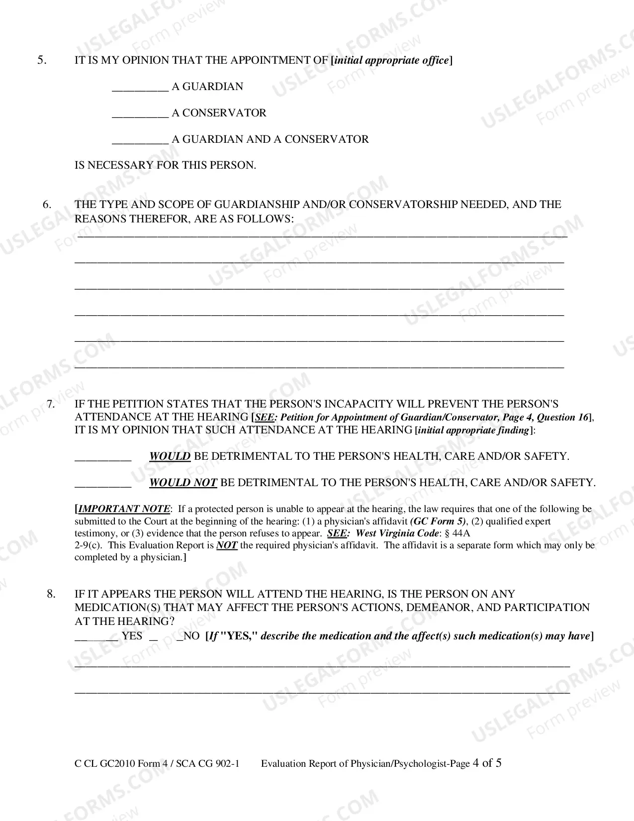 Preview Evaluation Report of Licensed Physician or Psychologist