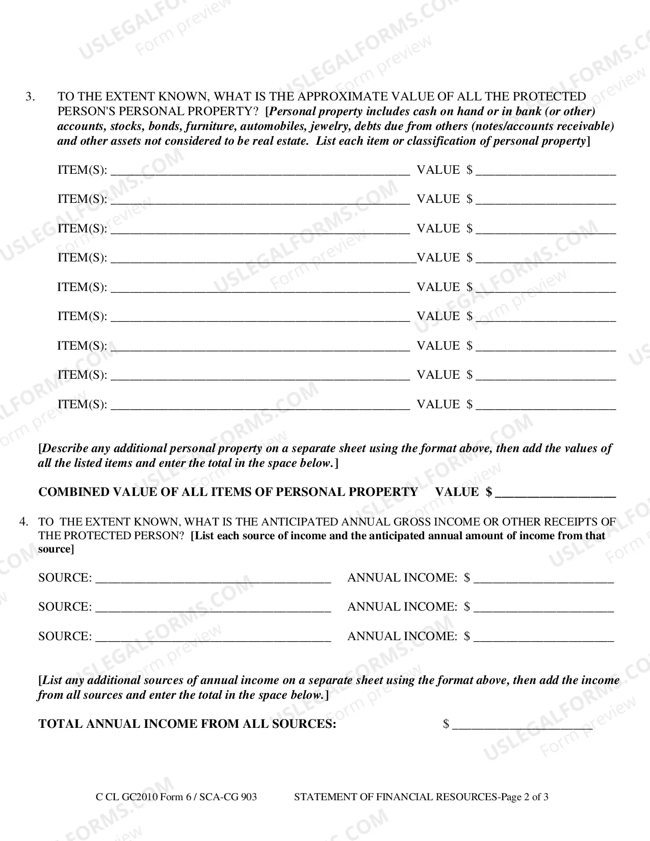 Preview Statement of Financial Resources