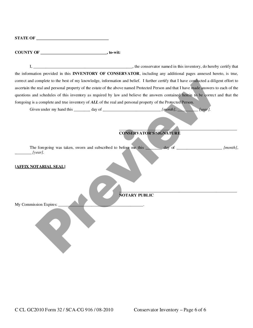 West Virginia Inventory of a Conservator | US Legal Forms