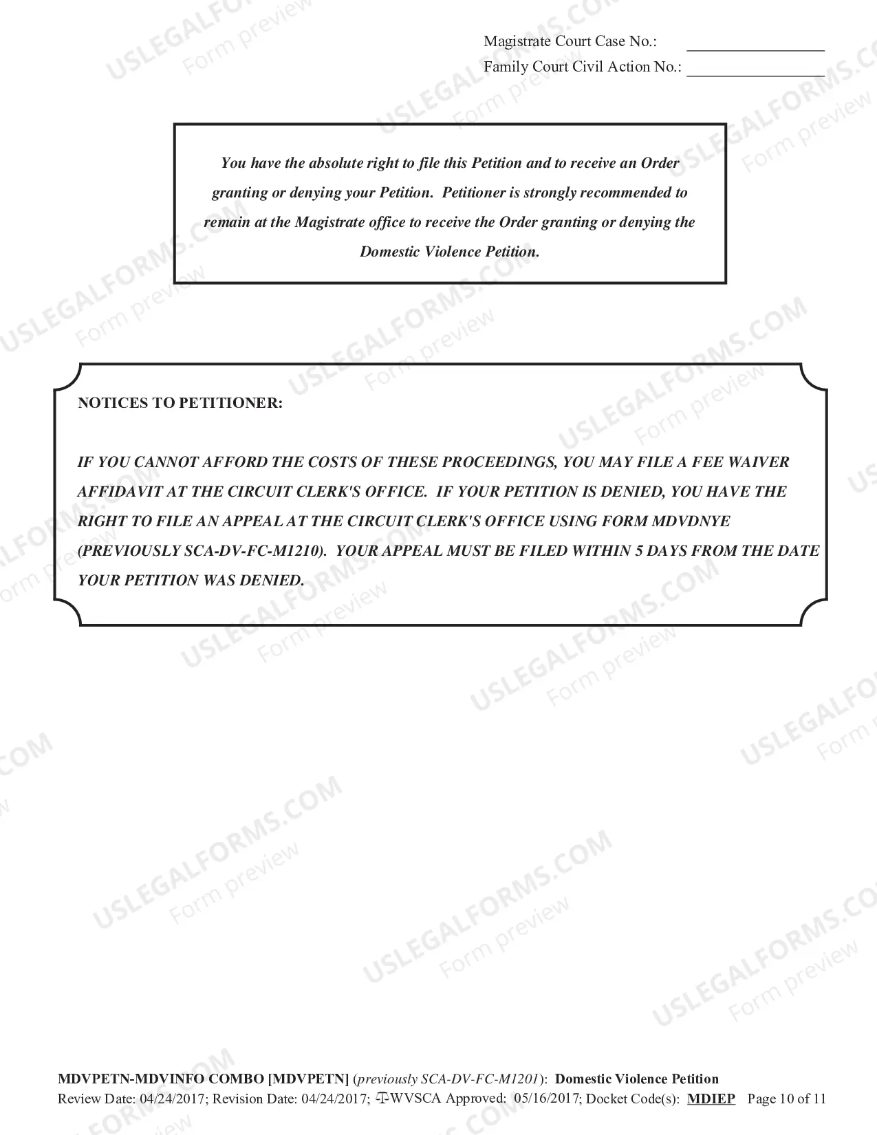 Preview Domestic Violence Petition