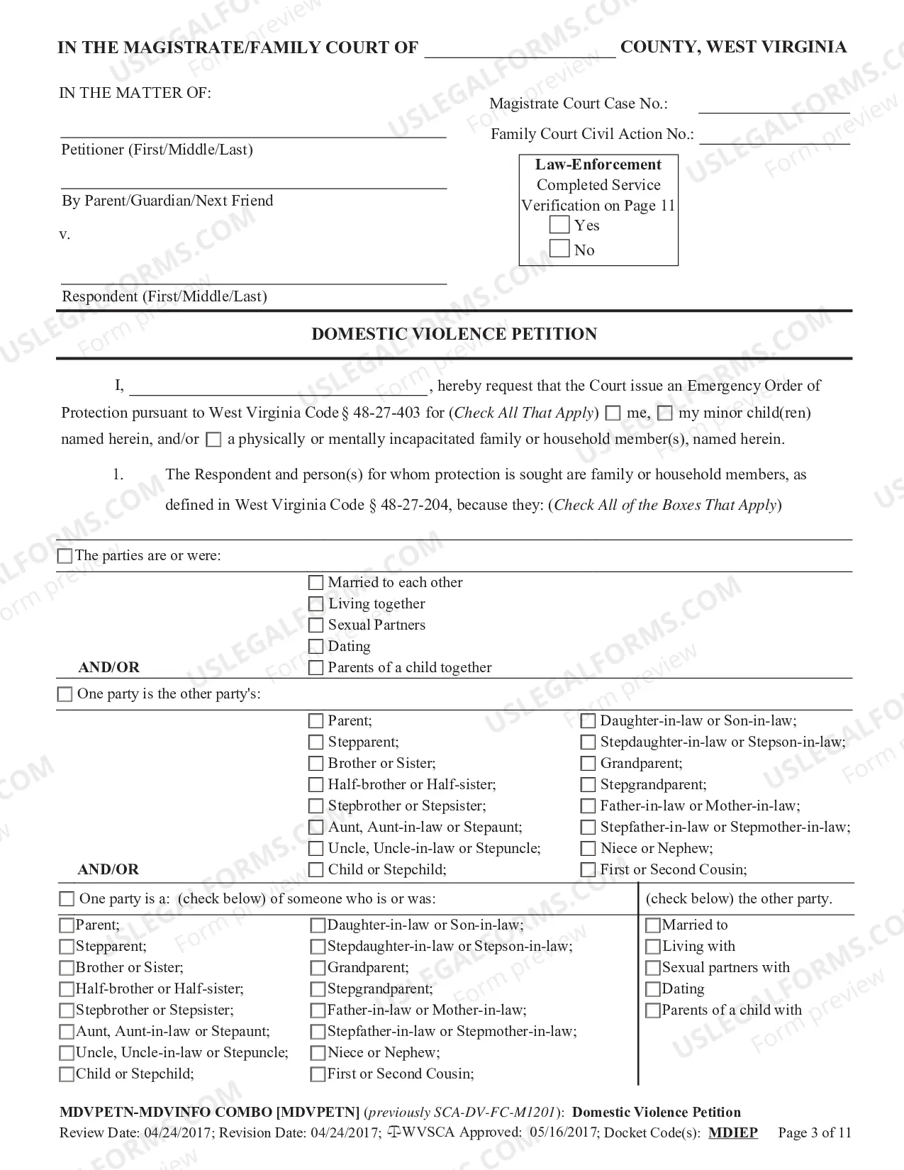 Preview Domestic Violence Petition