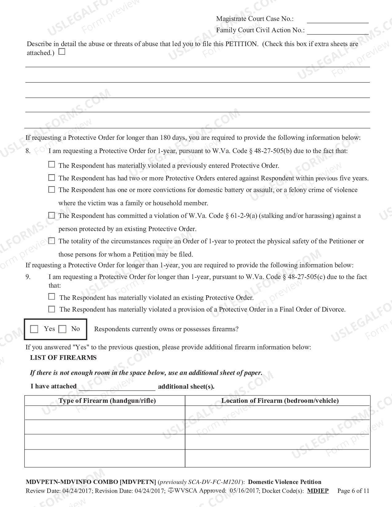 Preview Domestic Violence Petition