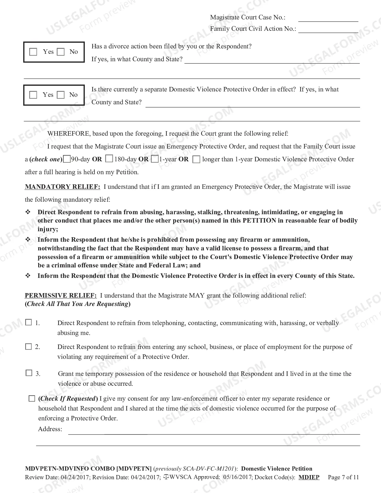 Preview Domestic Violence Petition