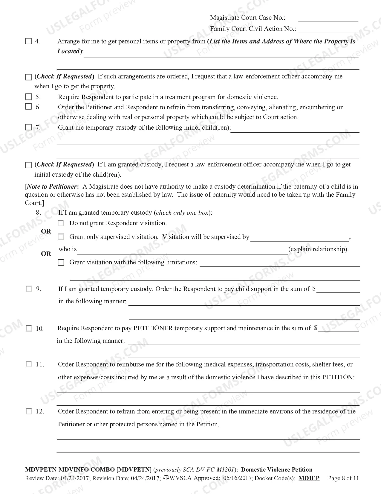 Preview Domestic Violence Petition