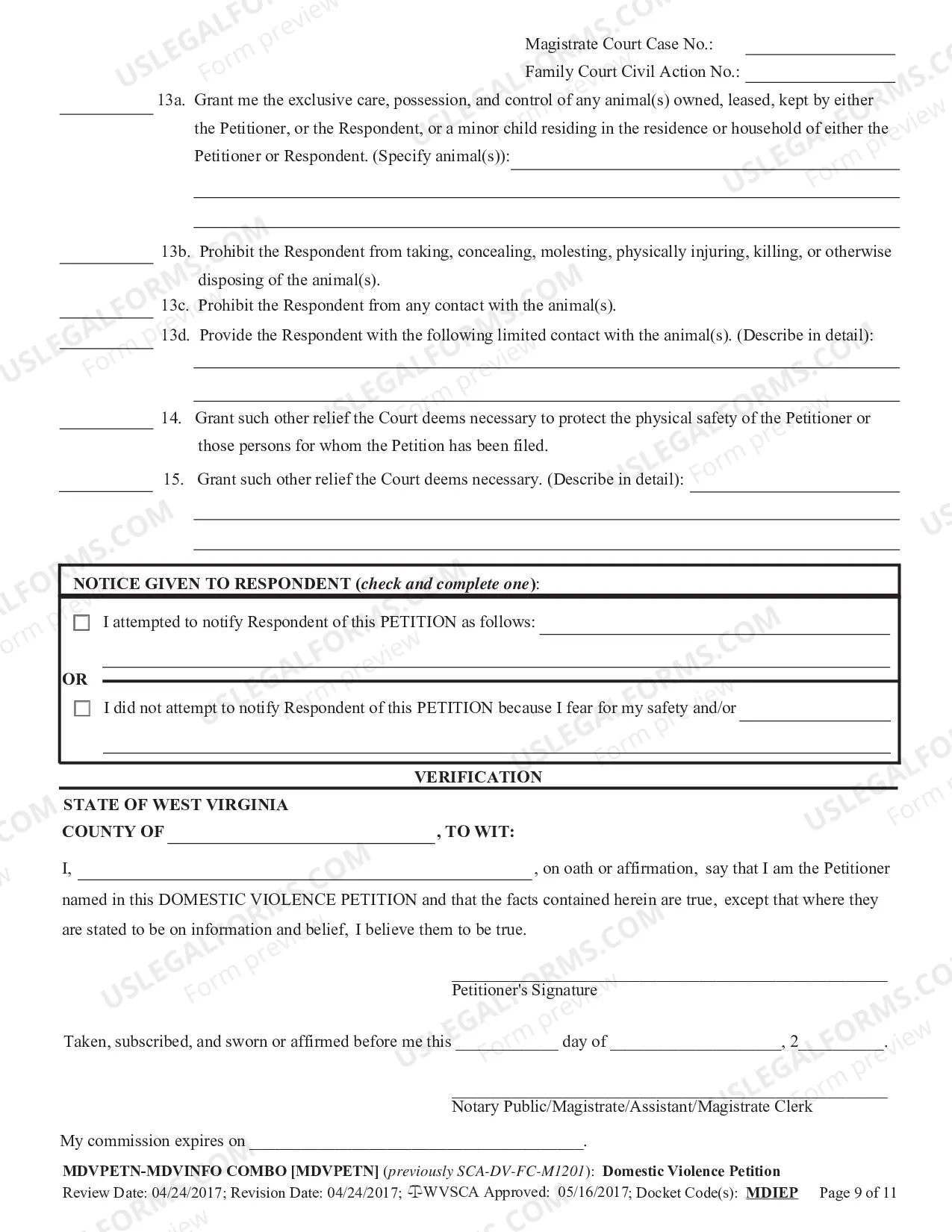 Preview Domestic Violence Petition