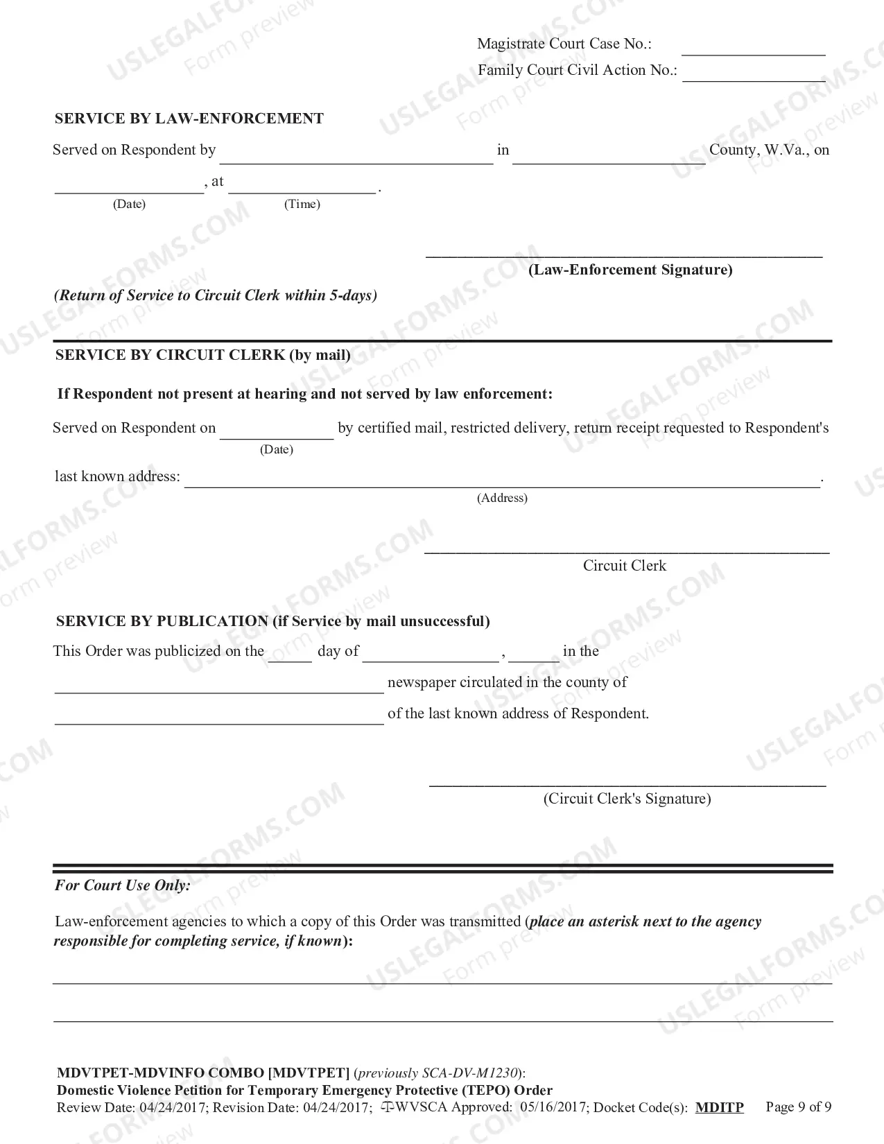 Preview Domestic Violence - Petition for Temporary Emergency Protective (TEPO) Order