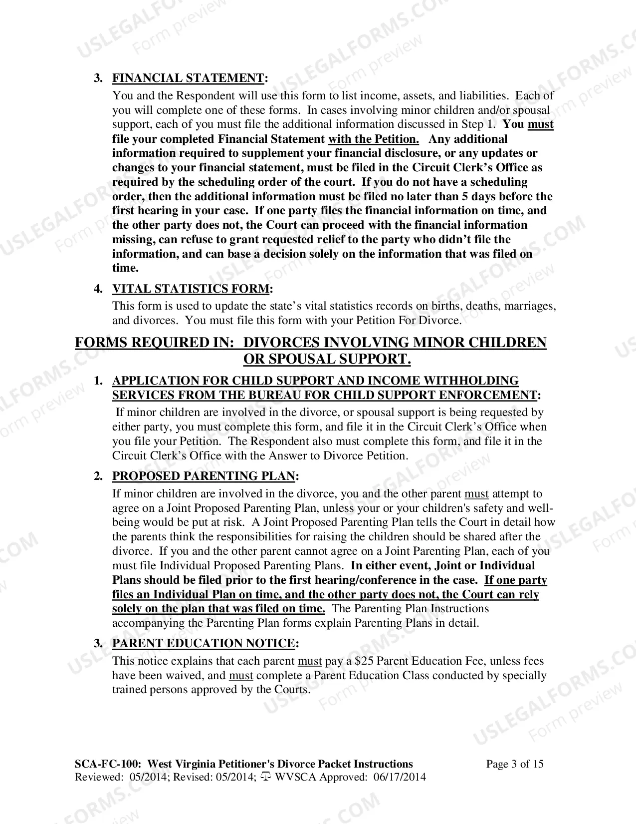 Preview Instructions for Completing Divorce Forms - Petitioner