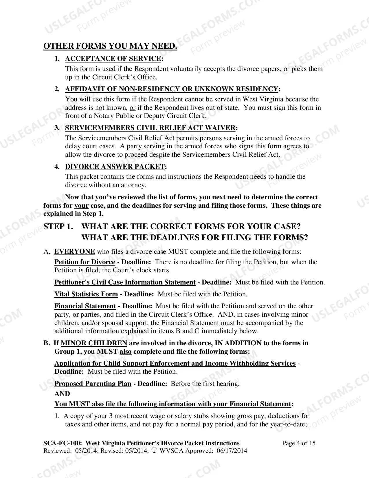 Preview Instructions for Completing Divorce Forms - Petitioner