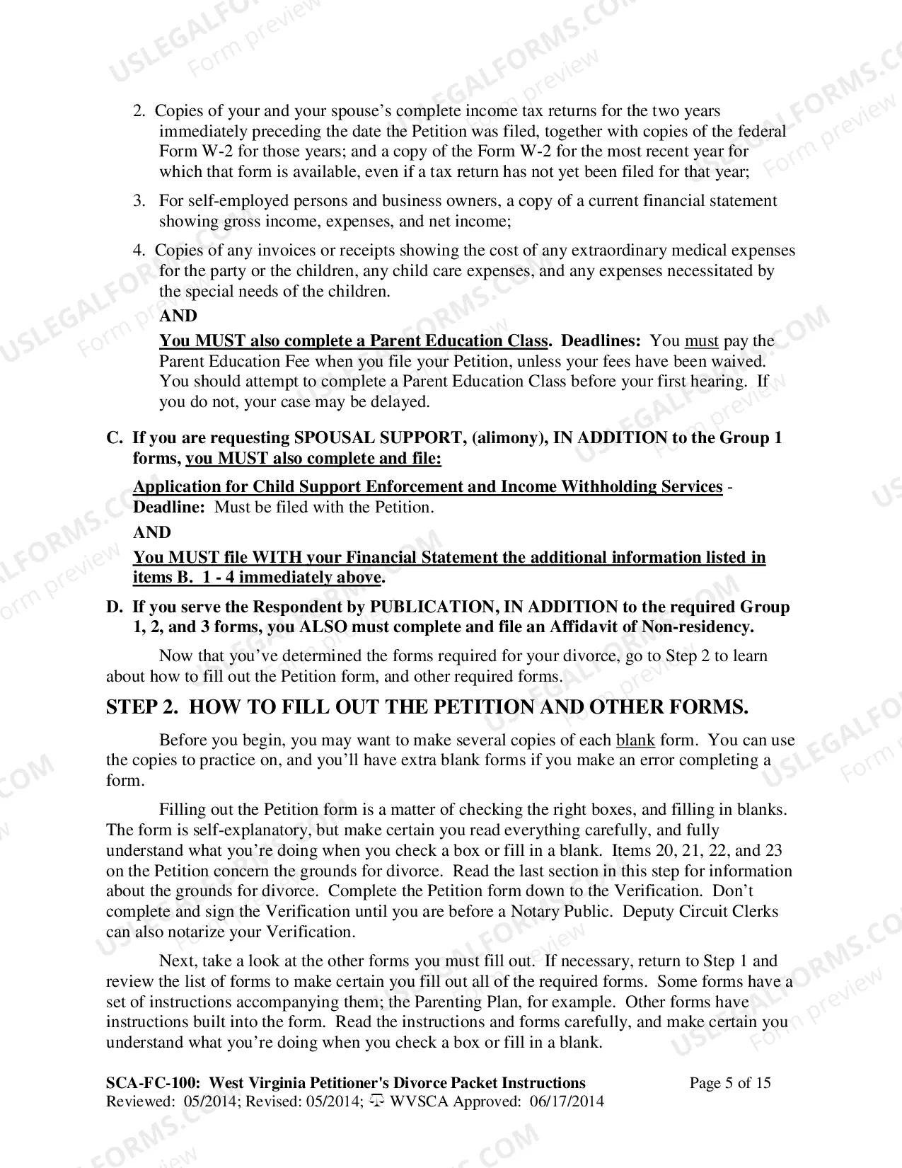 Preview Instructions for Completing Divorce Forms - Petitioner