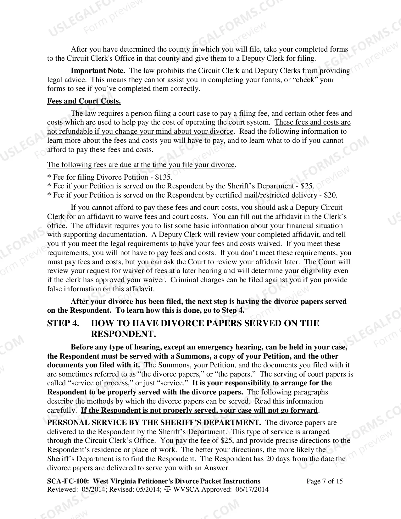Preview Instructions for Completing Divorce Forms - Petitioner
