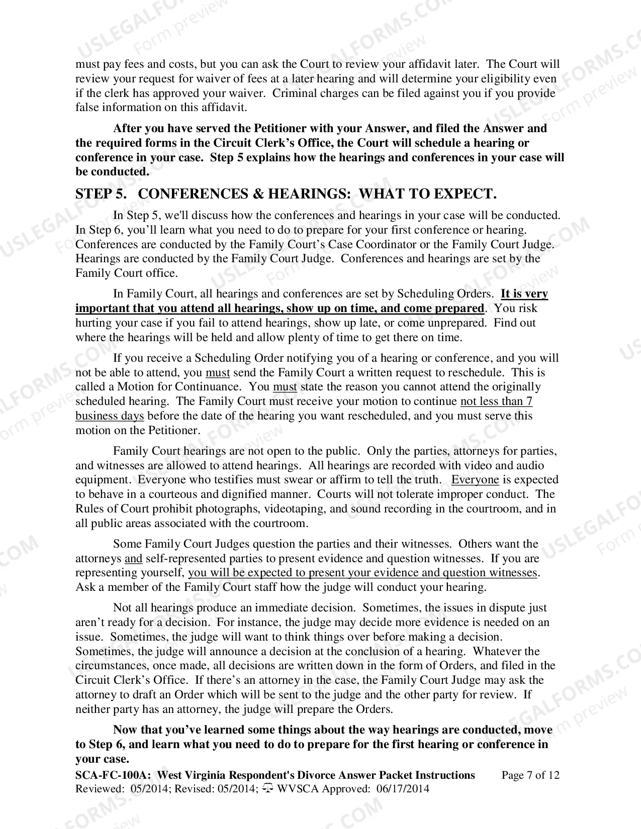Preview Instructions for Completing West Virginia Divorce Forms (Respondent)