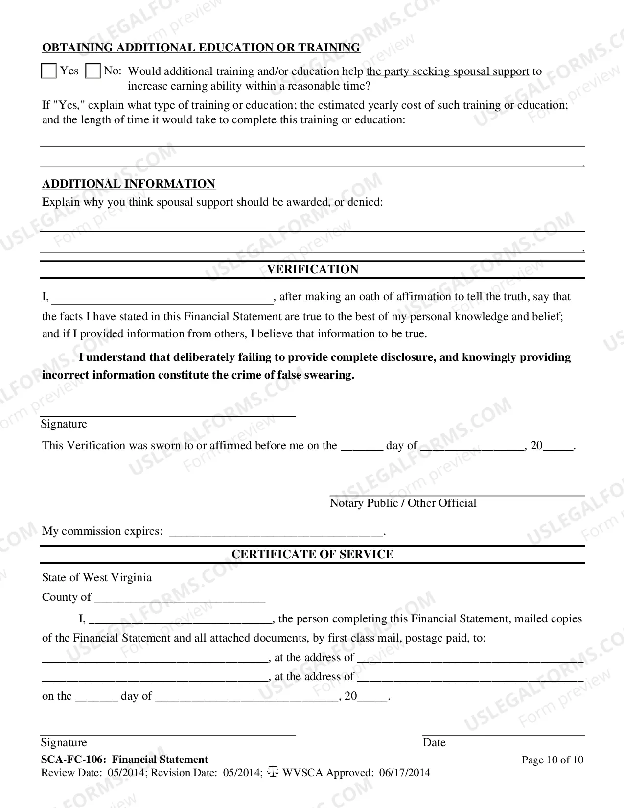Preview Financial Disclosure Statement