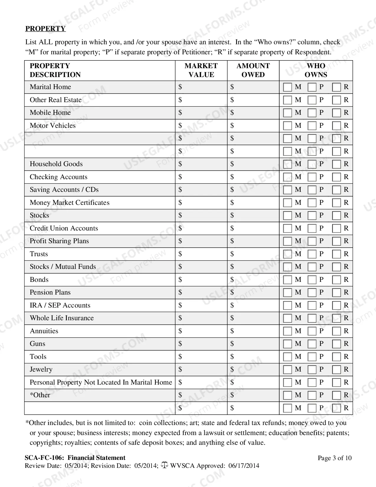 Preview Financial Disclosure Statement