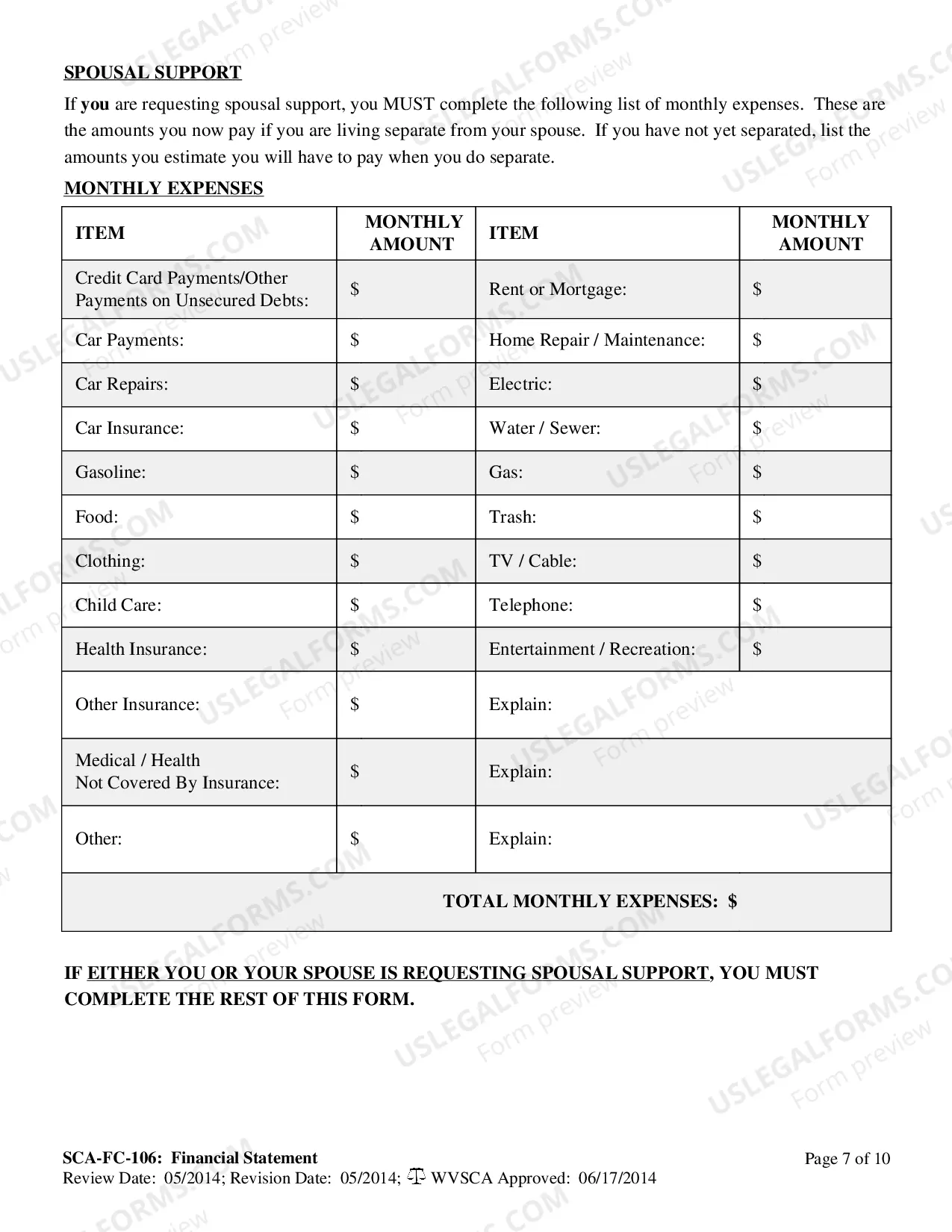 Preview Financial Disclosure Statement