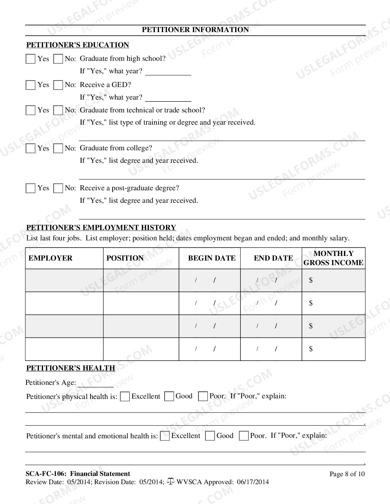 Preview Financial Disclosure Statement