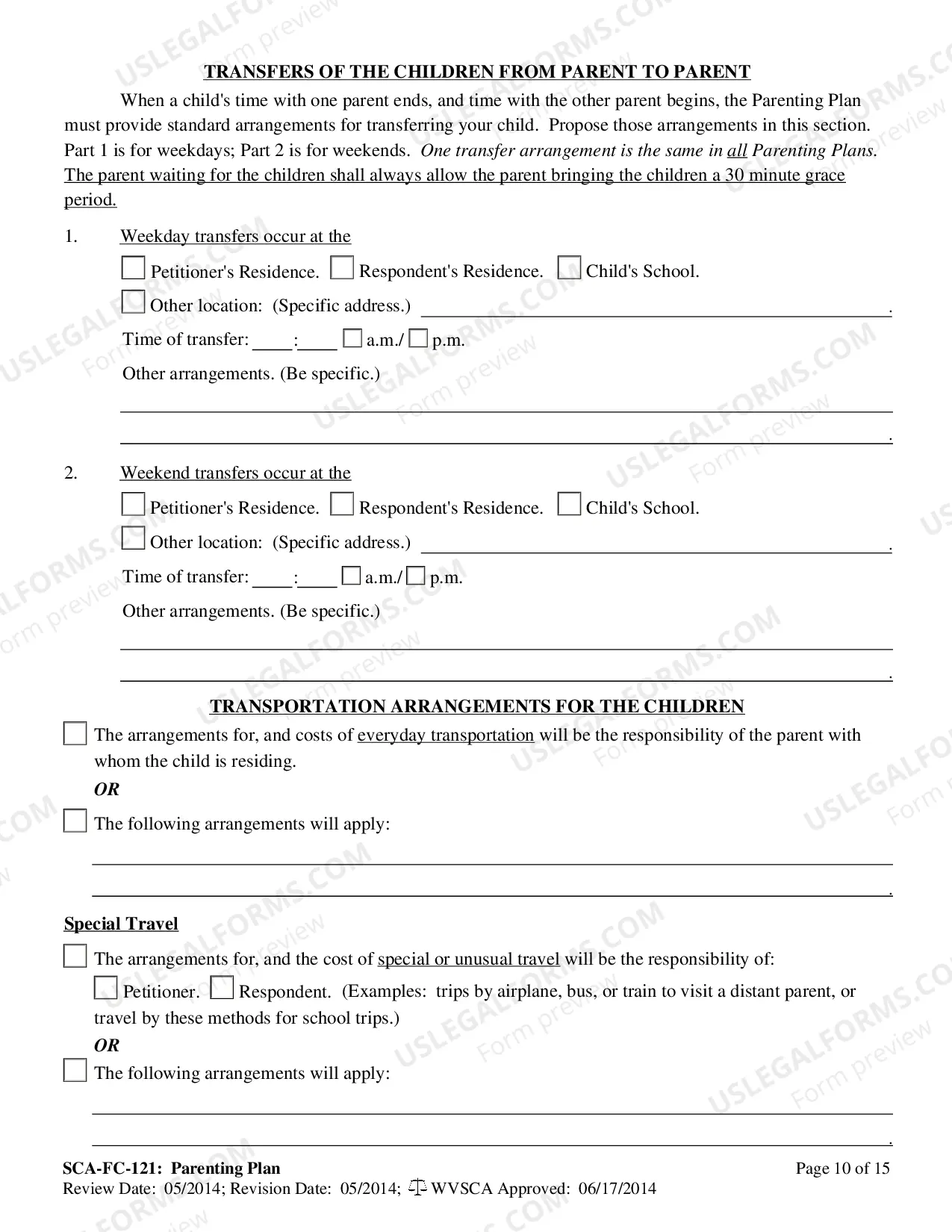 Preview West Virginia Proposed Parenting Plan