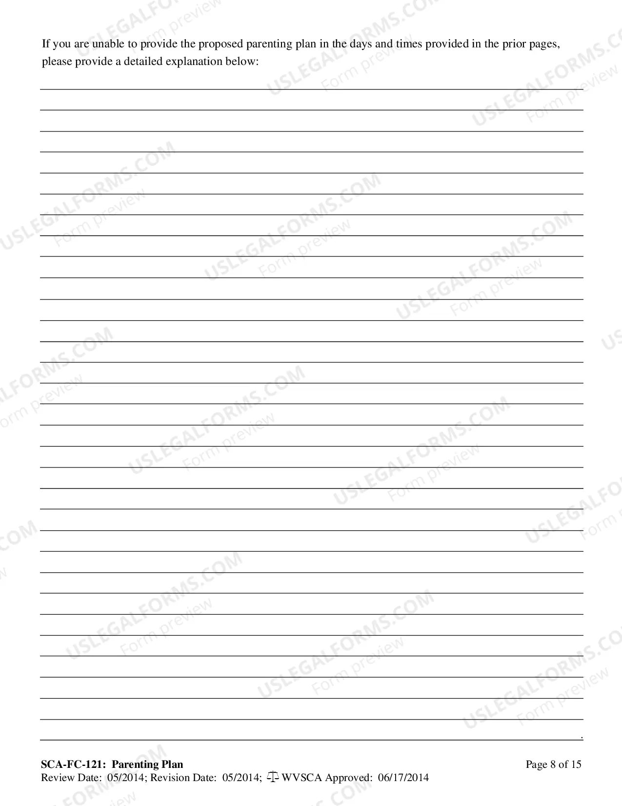 Preview West Virginia Proposed Parenting Plan