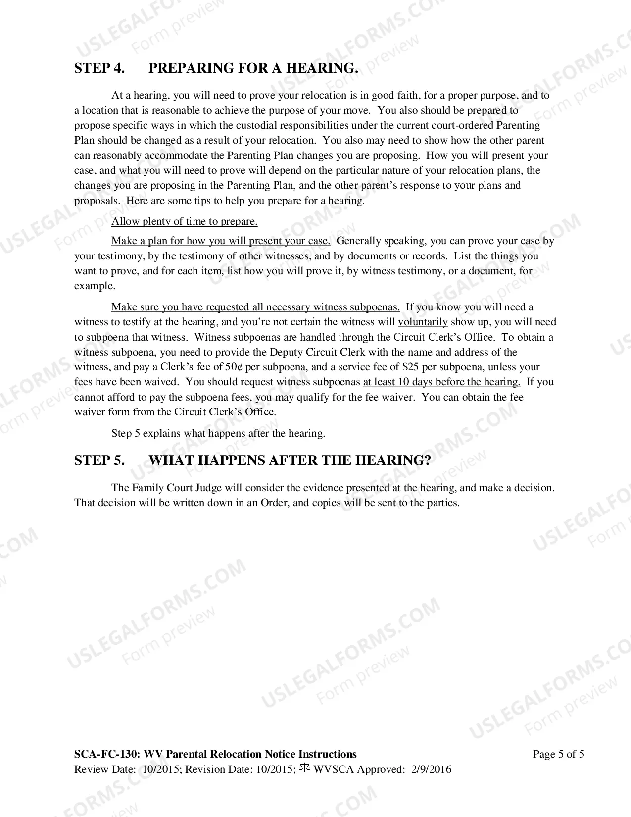 Preview Parental Relocation Notice