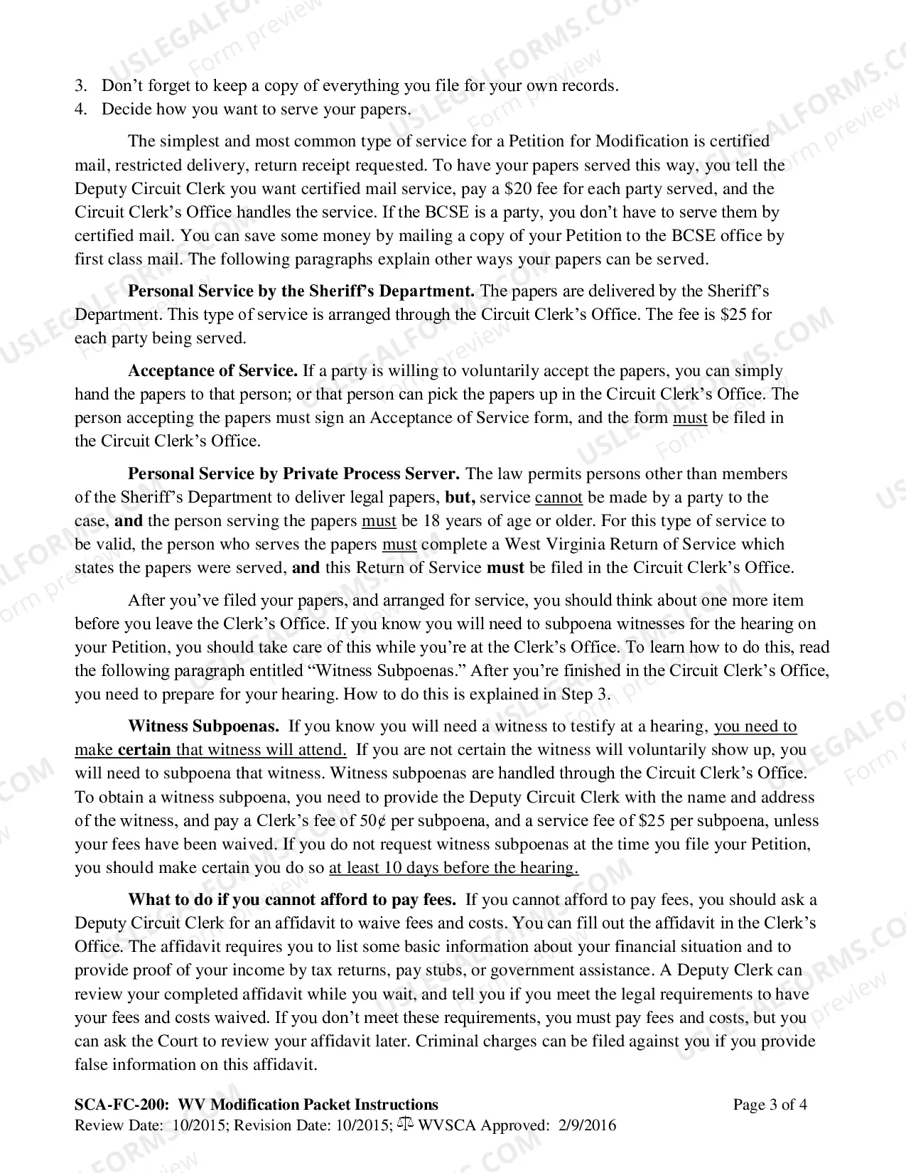 Preview Instructions and Forms for Modification of Child Support; Spousal Support Time Spent With The Children.