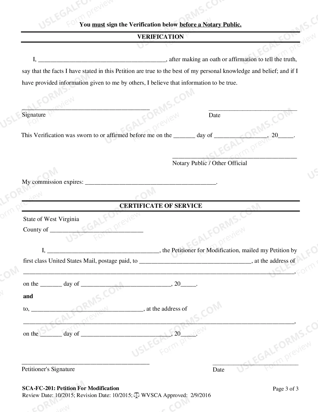 Preview Petition for Modification