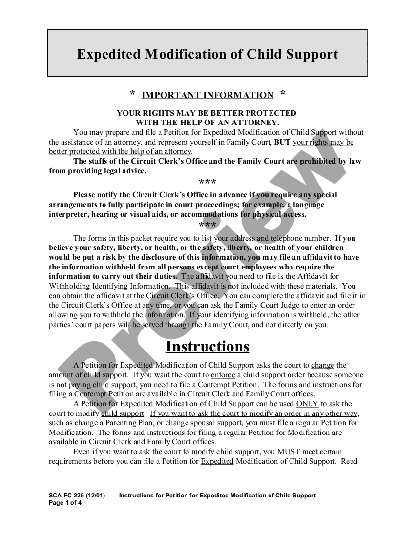 West Virginia Expedited Modification of Child Support West Virginia