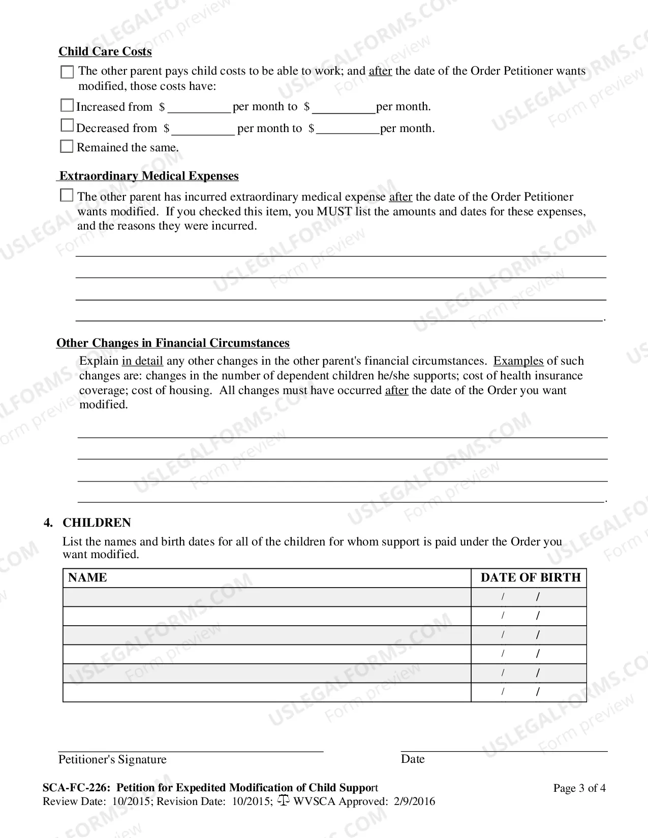 Preview Petition for Expedited Modification of Child Support