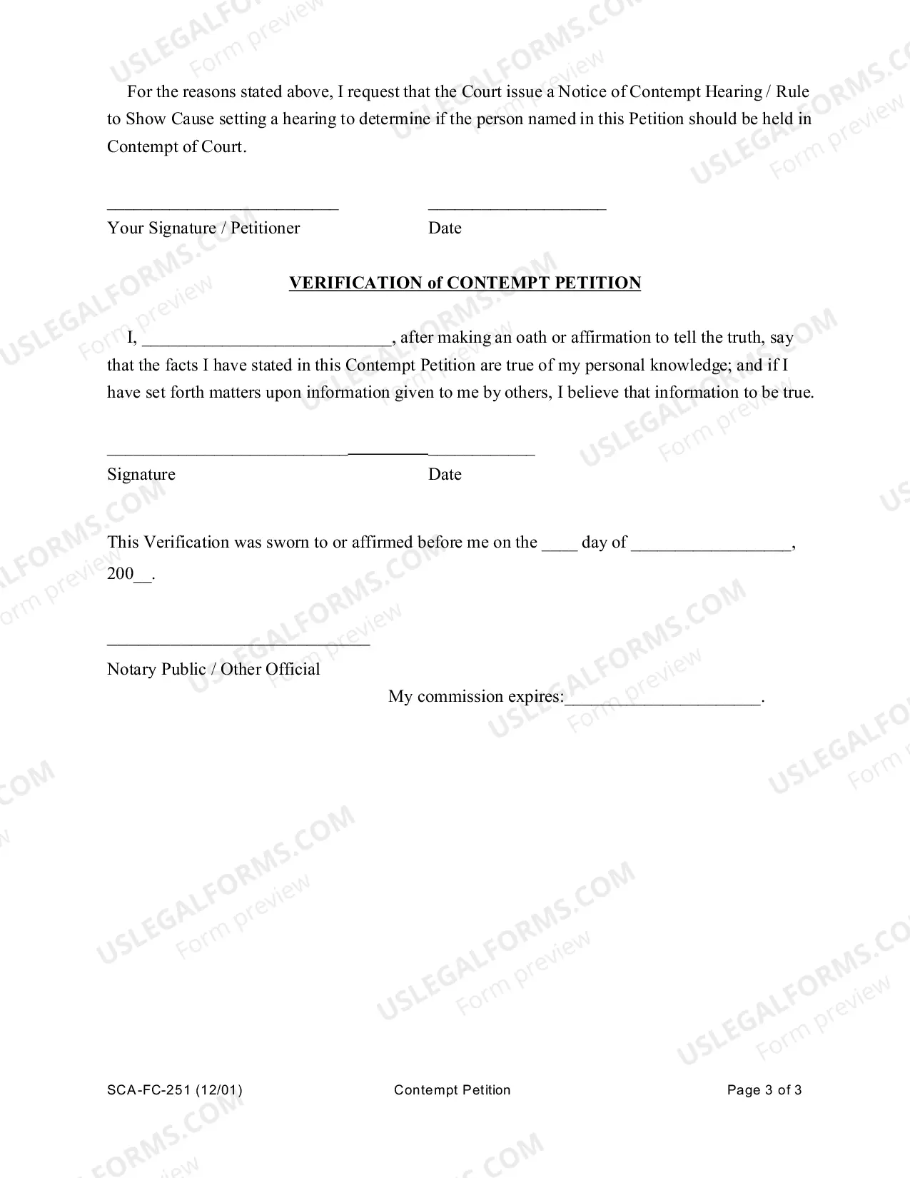 Preview Petition for Contempt