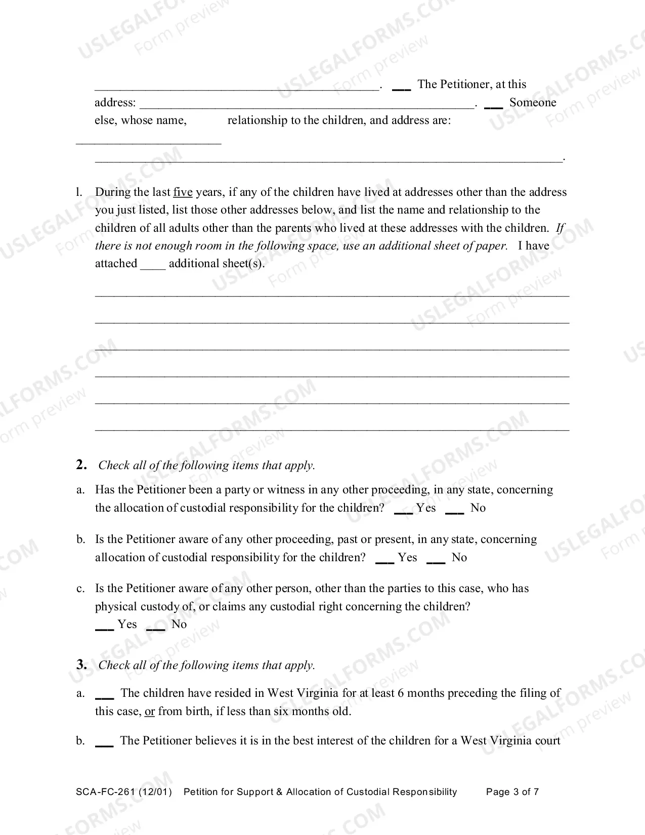 Preview Petition for Support and / Or Allocation of Custodial Responsibility