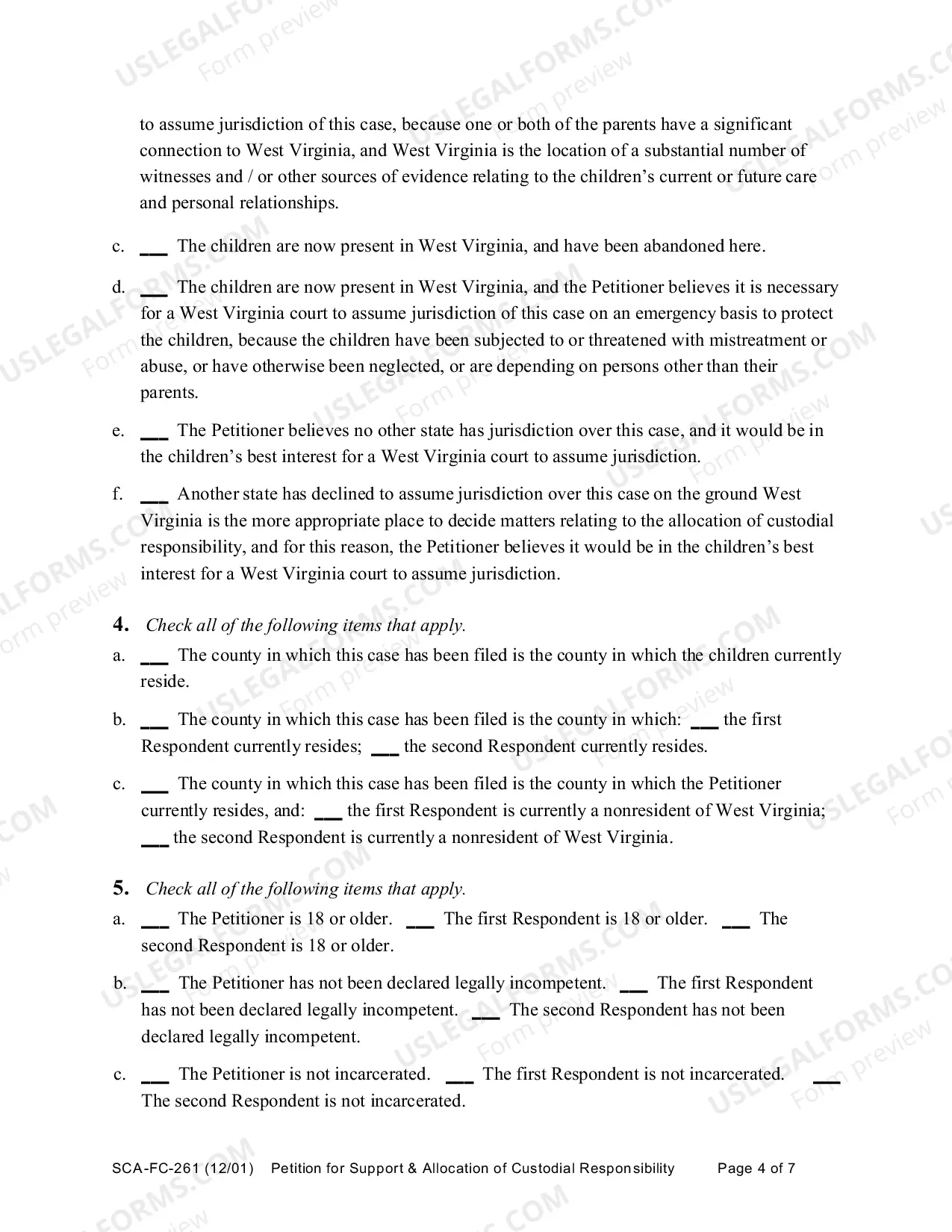 Preview Petition for Support and / Or Allocation of Custodial Responsibility