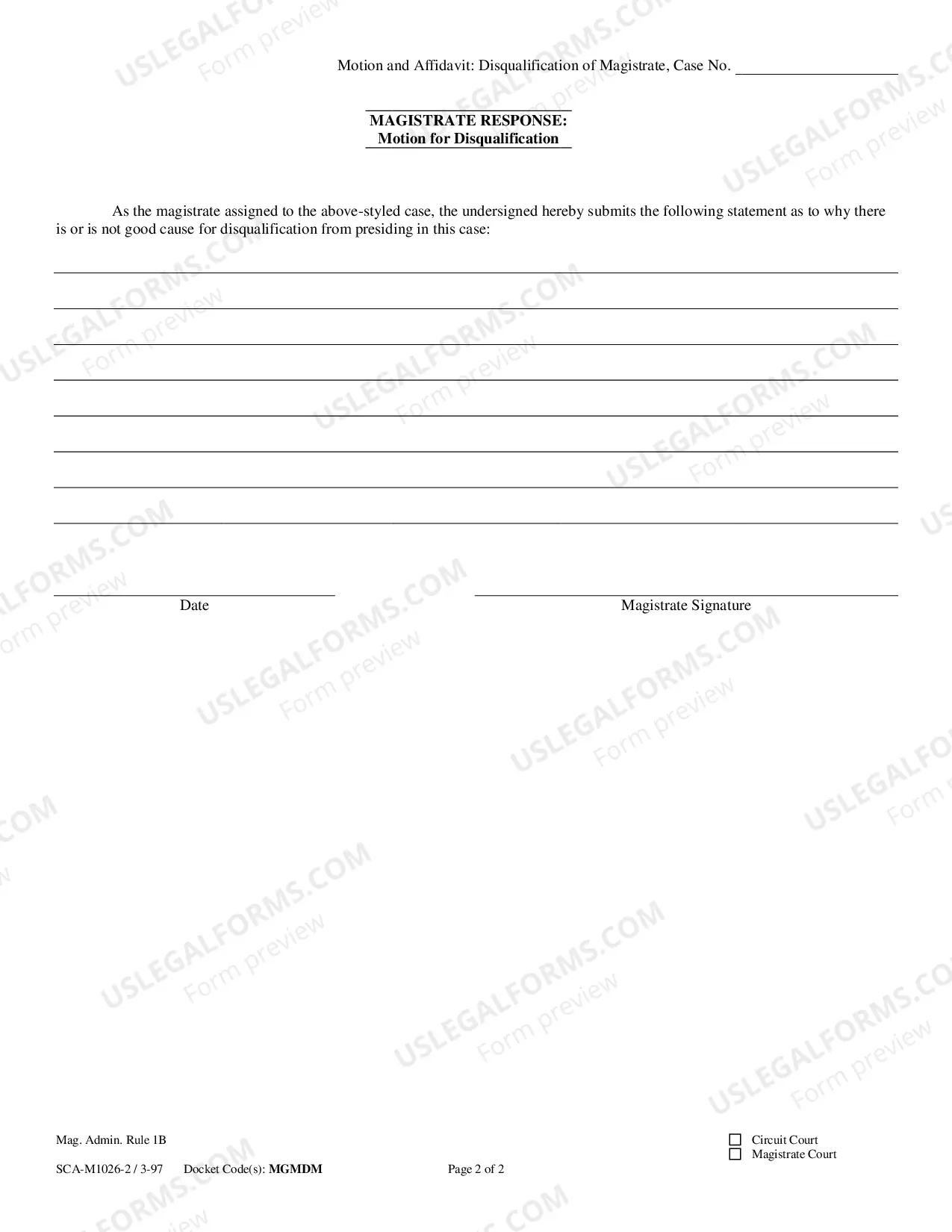 Preview Motion and Affidavit - Disqualification of Magistrate