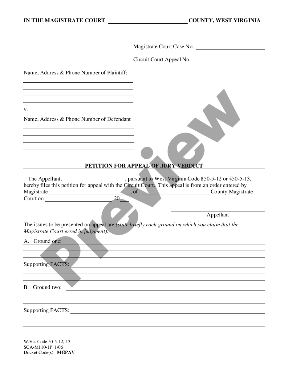 page 0 Petition for Appeal or Jury Verdict preview