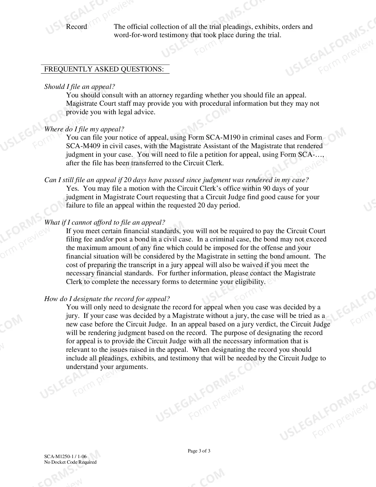 Preview Information Regarding The Appeal Process From Magistrate Court to Circuit Court